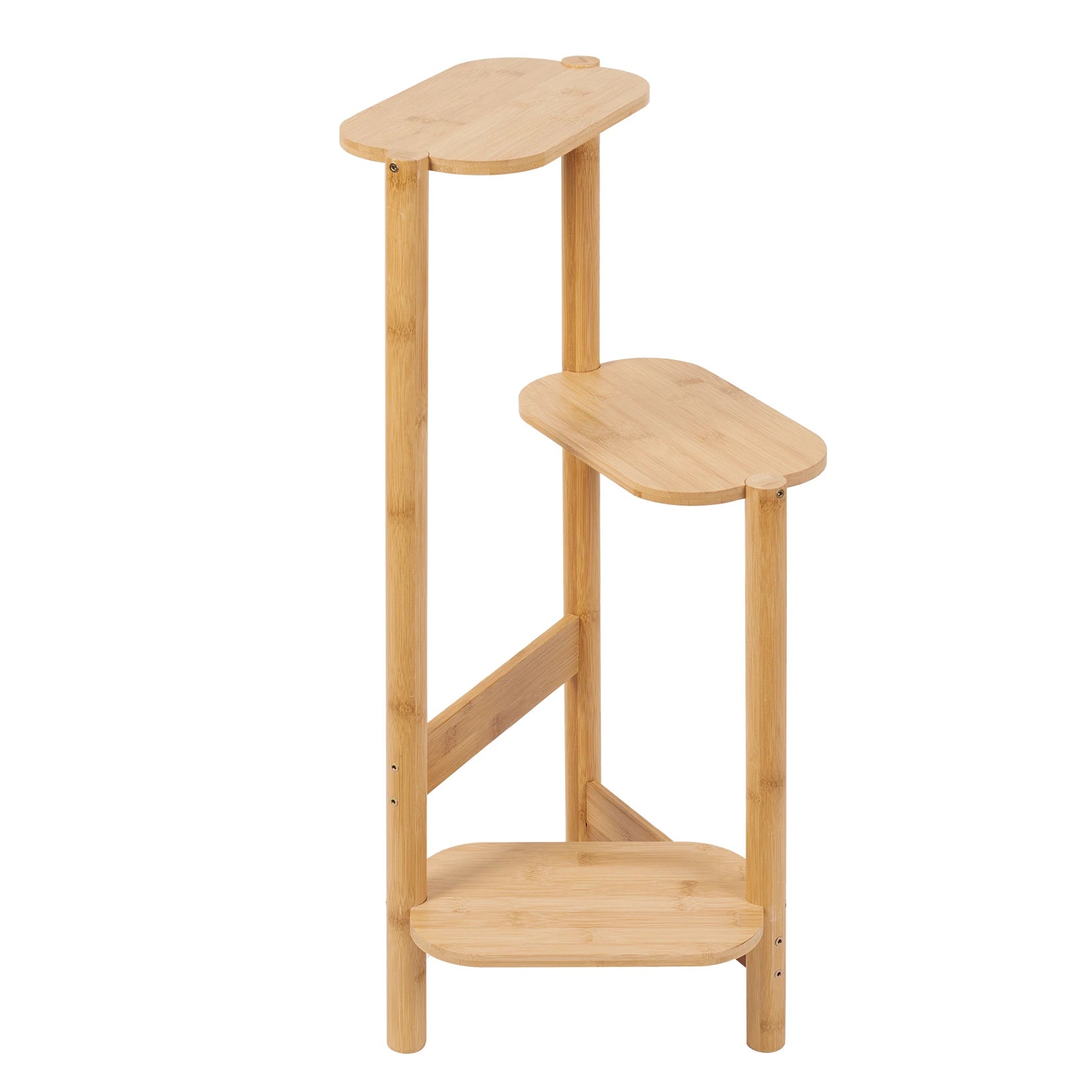3 tier bamboo corner plant stand for balcony and indoor plants
