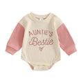 Baby Girl Waffle Romper Long Sleeve Aunties Bestie Outfit Pink