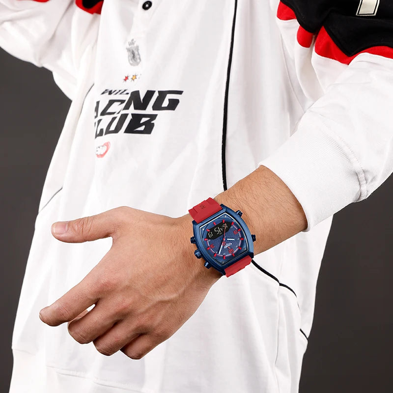 NAVIFORCE Men's Watch Business Simple Original Quartz Watches for Man Waterproof Luminous Silica Band Quartz Analog LCD Display - TAVEN System LLC