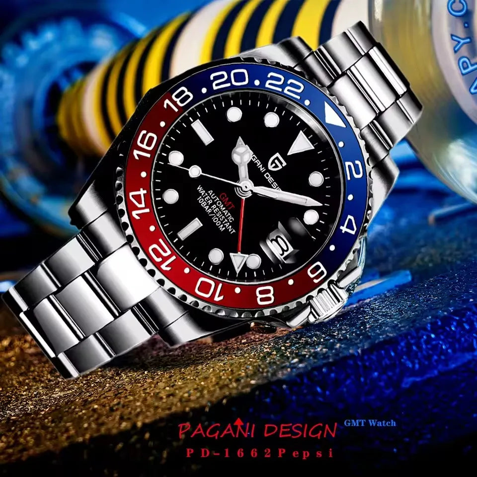 PAGANI DESIGN 2026 40MM Luxury Men GMT Automatic Machinery Watch Ceramic Bezel Jubilee Strap Sapphire Waterproof Watches for men - TAVEN System LLC