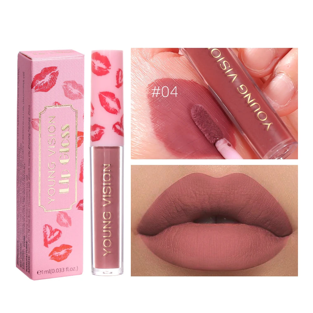 12 Color Matte Velvet Liquid Lip Gloss Long Lasting Non-Stick Cup Waterproof Intense Color Showing Lip Mud