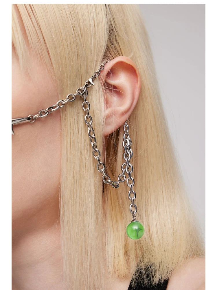 Luxury CyberPunk Y2K Magic Ball Streamline Chain Silver Color Hollow Facial Accessories Earring For Women Men Party Jewelry TAVEN System LLC
