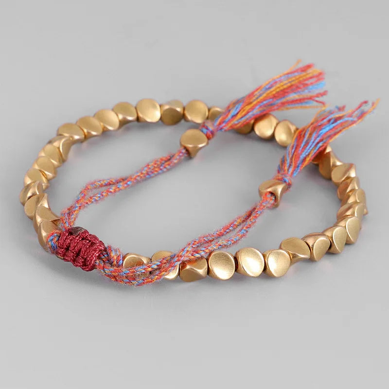 Handmade Tibetan Buddhist Bracelets On Hand Braided Copper Beads Lucky Rope Bracelet & Bangles For Women Men Dropshiping TAVEN System LLC