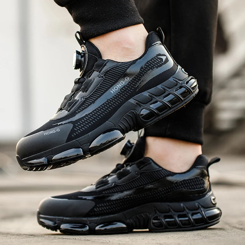 Men's Work Shoes  Rotary Buckle Work Sneakers Protective Shoes Safety Industrial Puncture-Proof Anti-Smash Steel Toe Shoes TAVEN System LLC