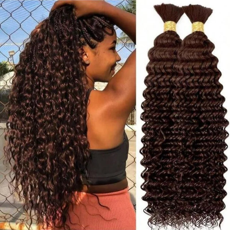 Deep wave human hair bulk for braiding 2 bundles
