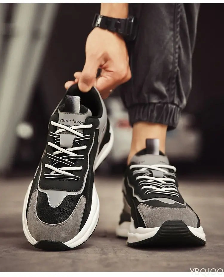 Men Height Increasing Sports Shoes Breathable Running Sneakers