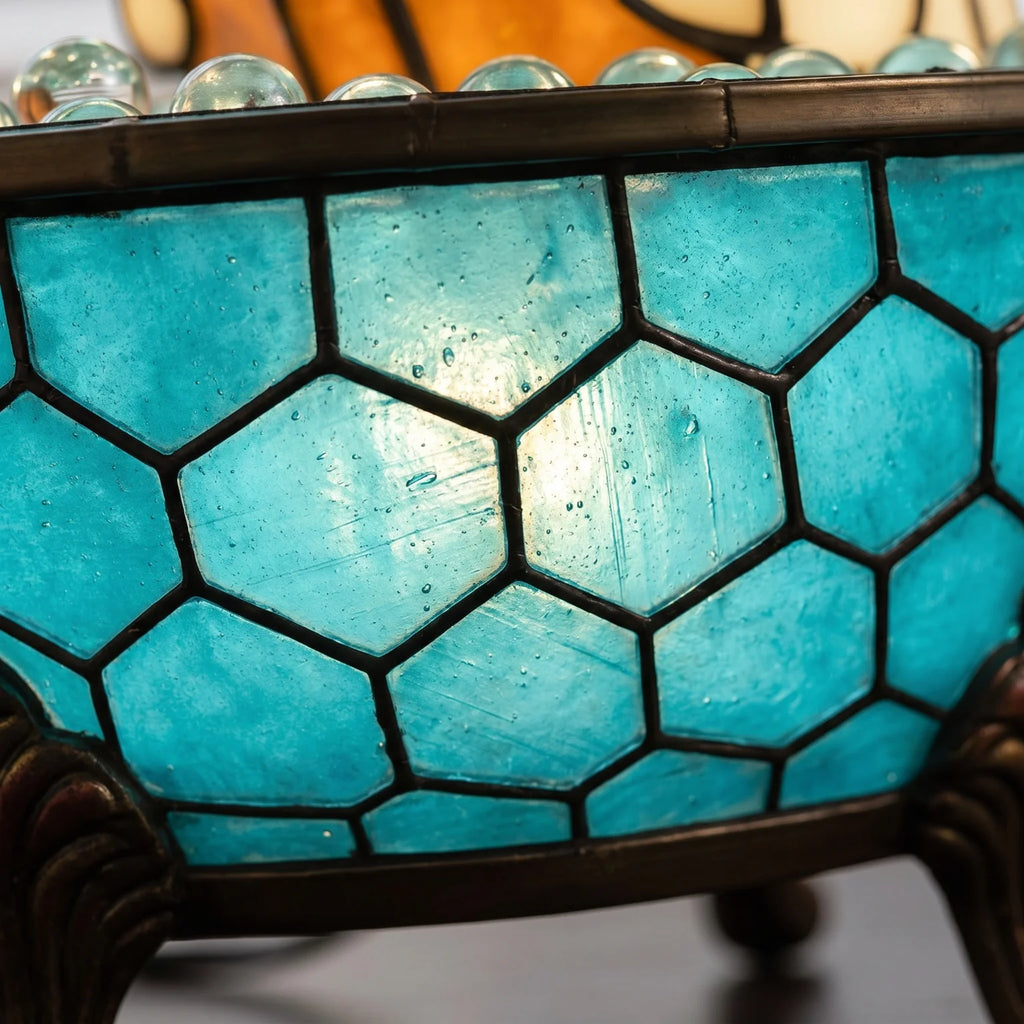 Halloween Ghost Bathtub Reading Book Table Lamp Tiffany Stained Glass Night Light Cute Spooky Ghost in Bubble Bowl Decor Lamp for Bedroom Living Room Holiday Home Decor Gift TAVEN System LLC
