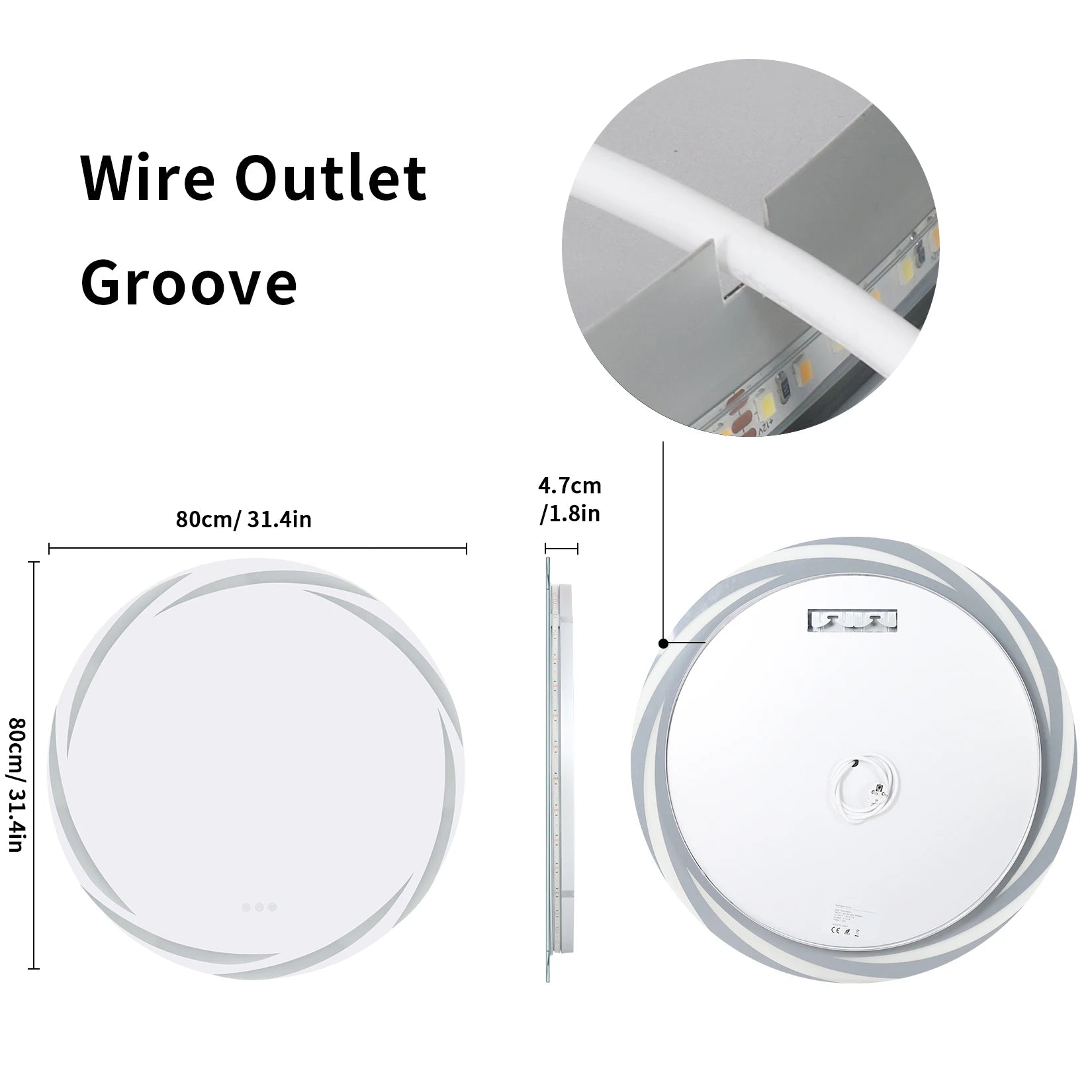 Anti-fog LED Bathroom Mirror Circle Backlit HD Wall Mounted Vanity Mirror Shatterproof 3 Colors Lights Adjust TAVEN System LLC