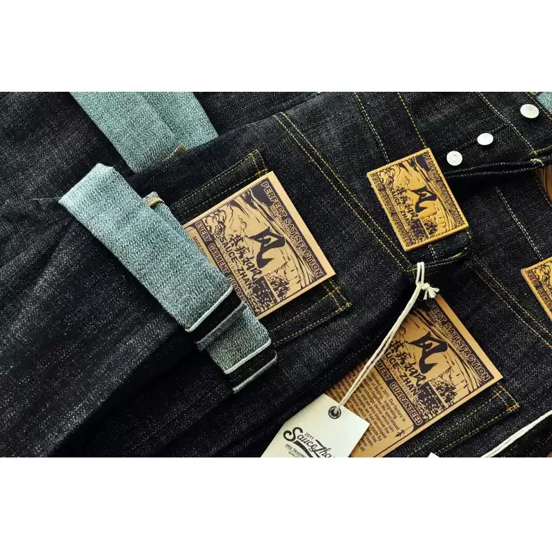 Men 16.8oz Selvedge Raw Denim Jeans Vintage Tapered Fit