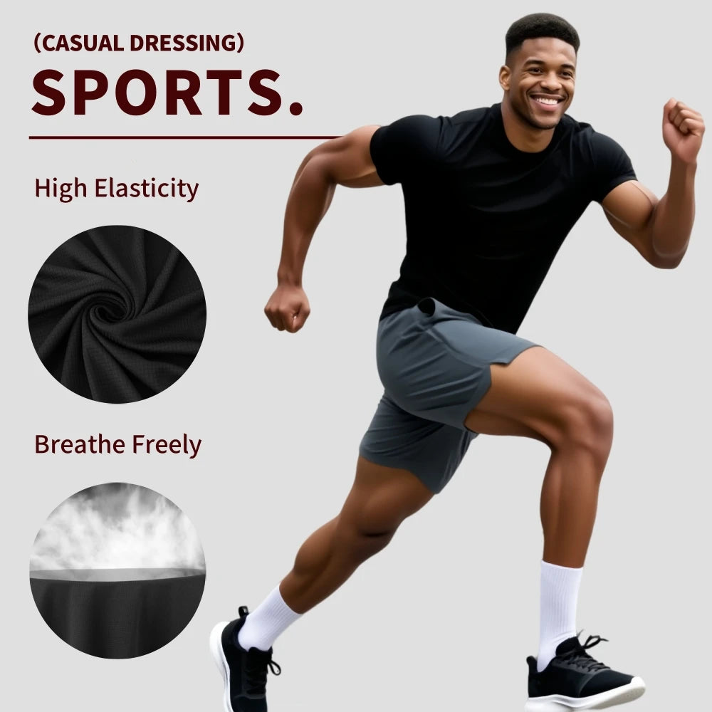 5Pcs Men's Quick Dry Basic Short Sleeve Gym Running Street Outdoor Exercise Sport Shirt Tops Lightweight TAVEN System LLC