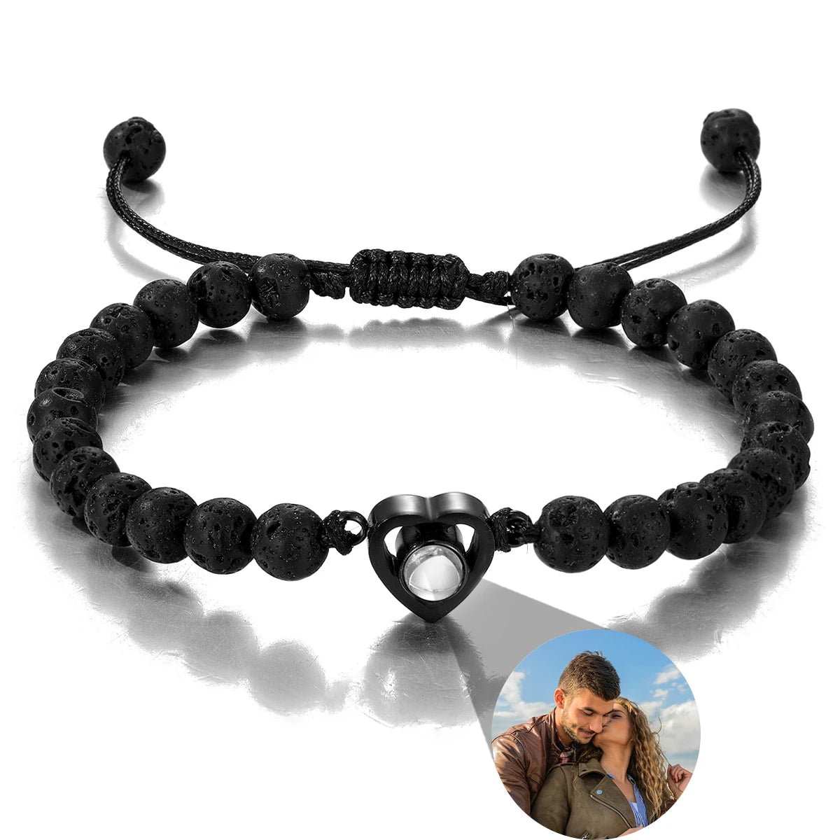 Custom Natural Stone Bracelet Personalized Photo Projection Bracelet Custom Stainless Steel Projection Bracelets Memory Jewelry TAVEN System LLC