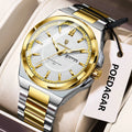 POEDAGAR Top Original Men's Watches Stainless Steel Waterproof Luminous Man Watch Date Week Classic Trendy Quartz Men Wristwatch - TAVEN System LLC