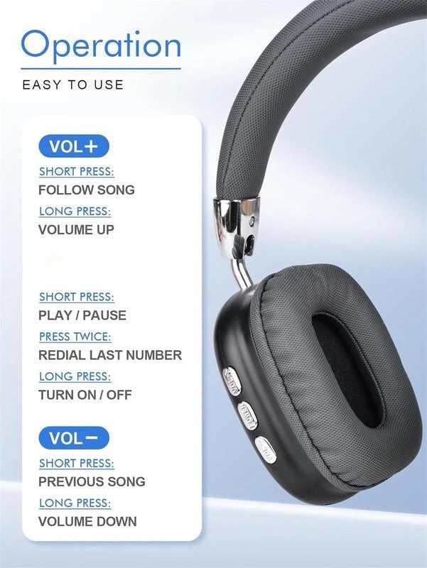 Wireless Bluetooth Headphones High-Resolution Audio Foldable Lightweight Deep Bass Long-Lasting Earphones TAVEN System LLC