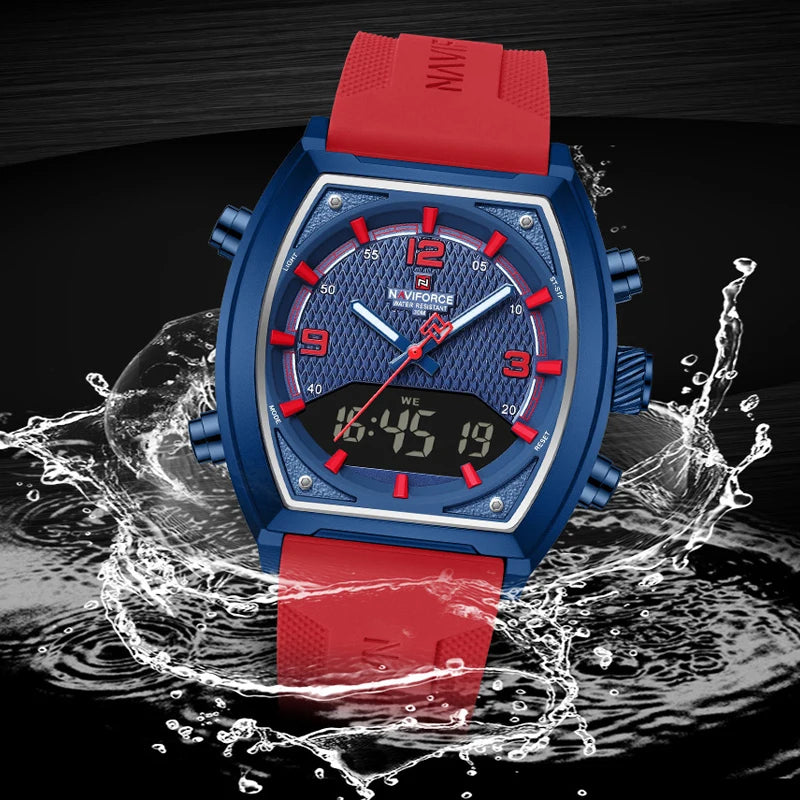 NAVIFORCE Men's Watch Business Simple Original Quartz Watches for Man Waterproof Luminous Silica Band Quartz Analog LCD Display - TAVEN System LLC
