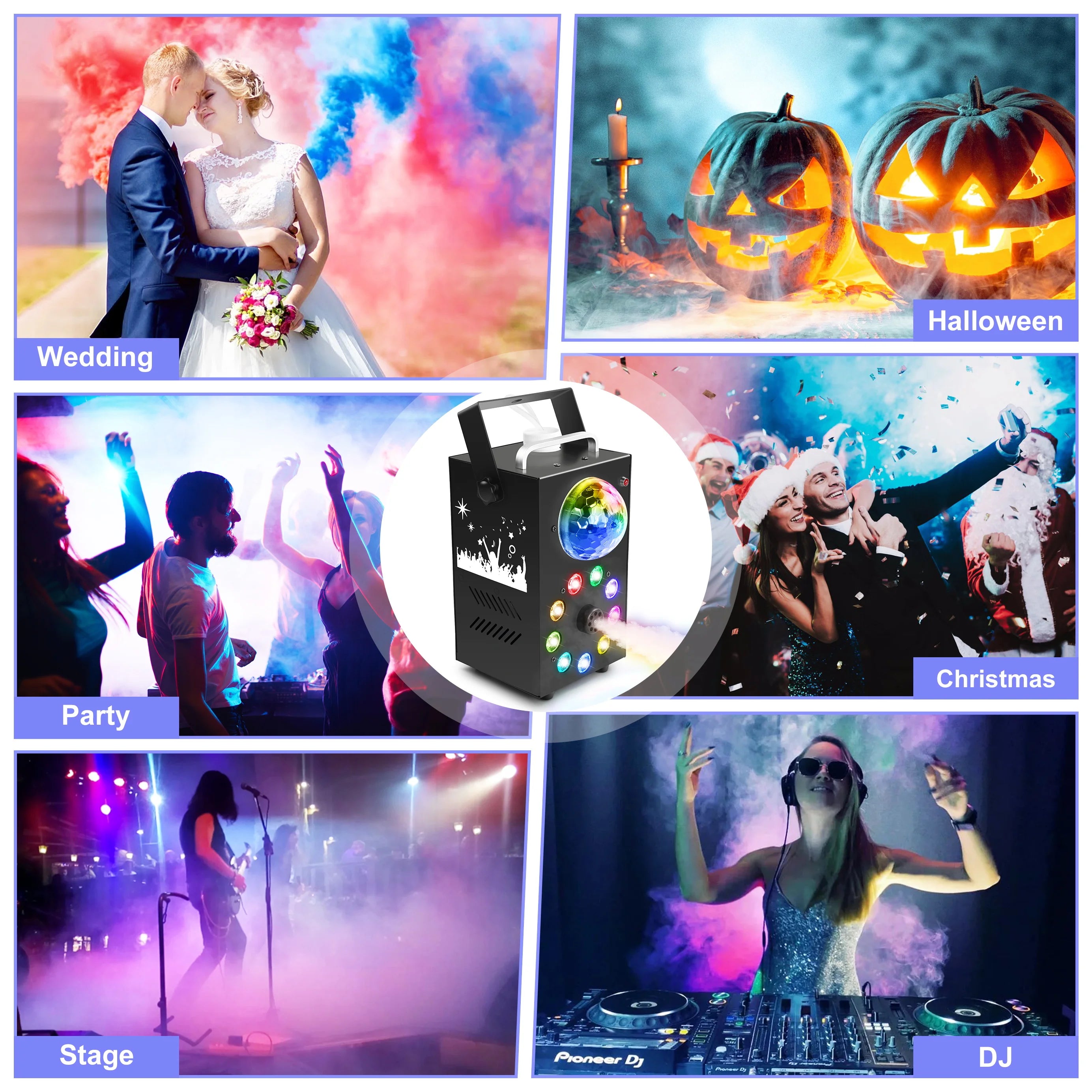 U'King 700W Smoke Machine Wireless Remote Control Effect Fogger 3in1 LED RGB Stage Light Fog Machine DJ Halloween Christmas TAVEN System LLC