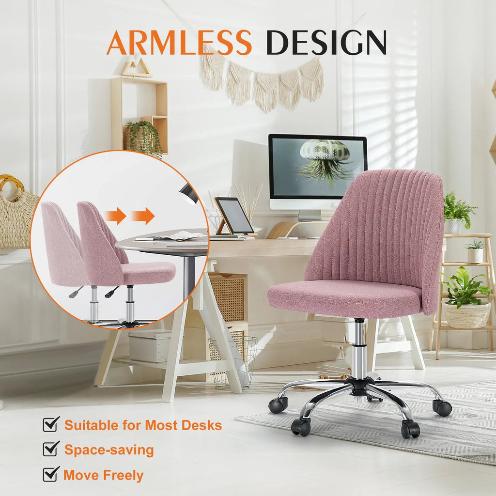 JHK Armless Fabric Office Chair with Wheels Height Adjustable TAVEN System LLC