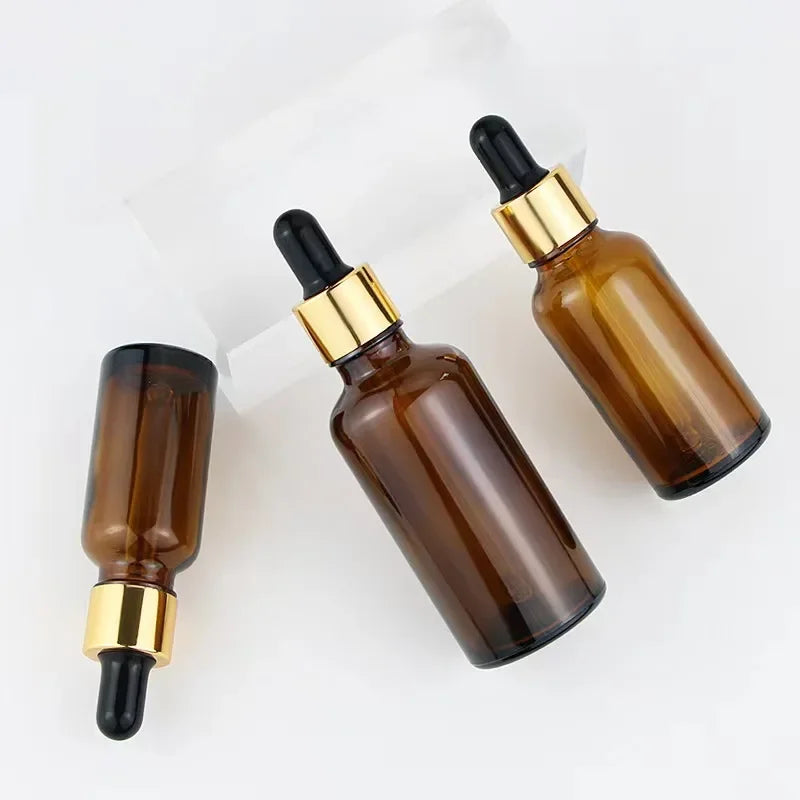 28pcs 15/30/50ml Golden Empty Dropper Bottle Essential Oil Glass Bottle Refillable Aromatherapy with Funnel Glass Eye Dropper TAVEN System LLC
