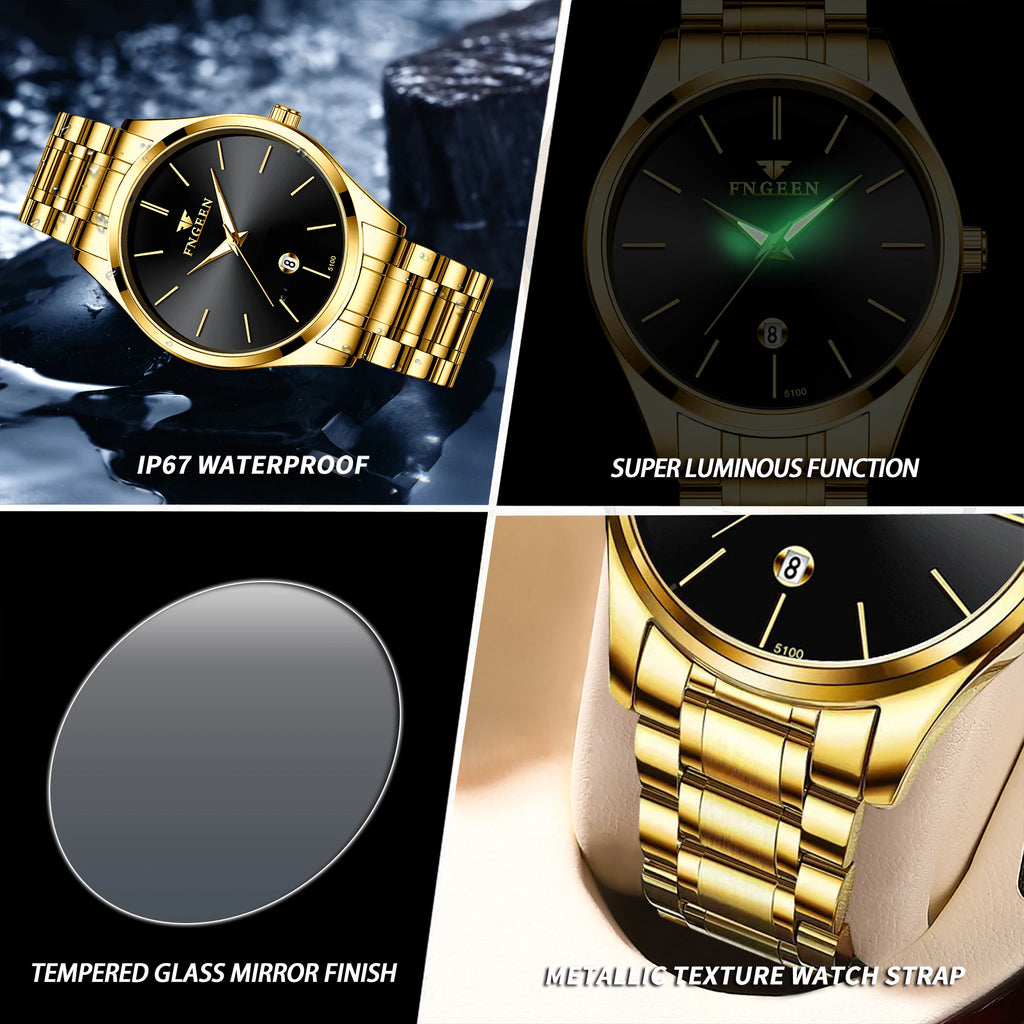 BINBOND stainless steel durable quartz watches for men luxury luminous waterproof precise auto date men's watch casual reloj - TAVEN System LLC