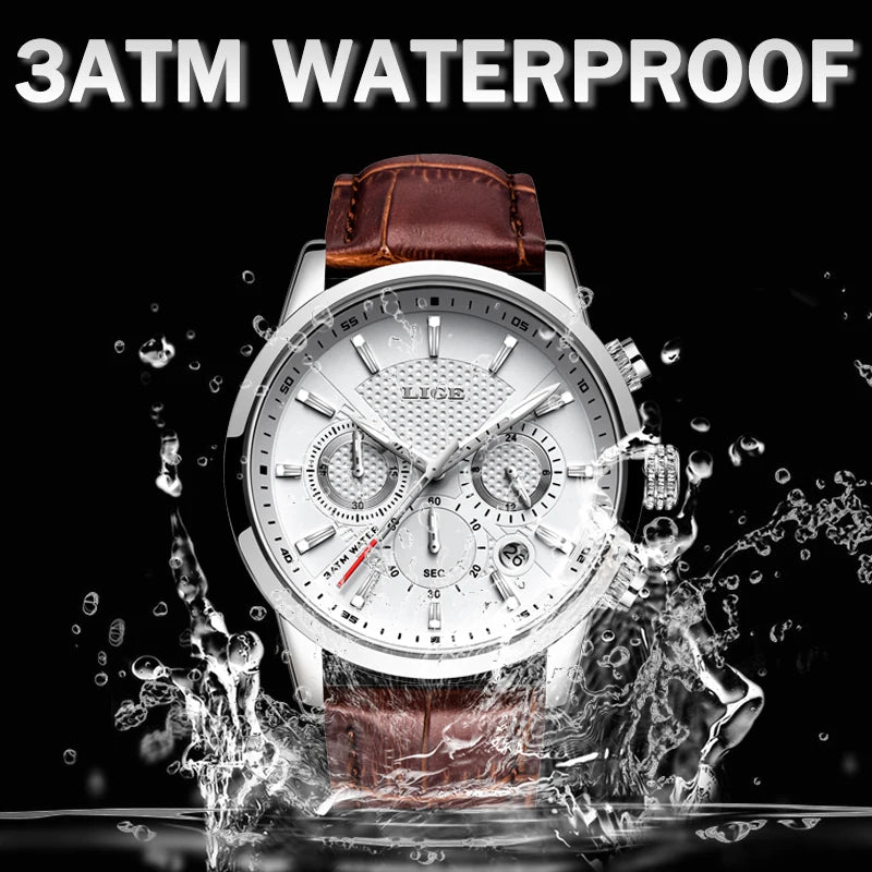 2024 LIGE Top Luxury Mens Watch Casual Business Quartz Watches Men Fashion Leather Wristwatch Waterproof Male Clock Reloj Hombre - TAVEN System LLC