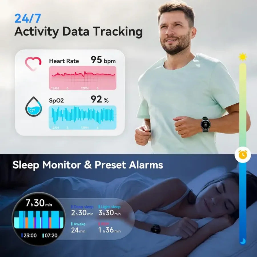 Smart Watch for Men & Women, Wireless Calling Dialing 100+ Sport Modes Fitness Tracker with Various APP Reminders Call Message Reminder Touch Screen Compatible with IOS Android Wearable Smart Bracelet Digital Wristwatch Fall TAVEN System LLC