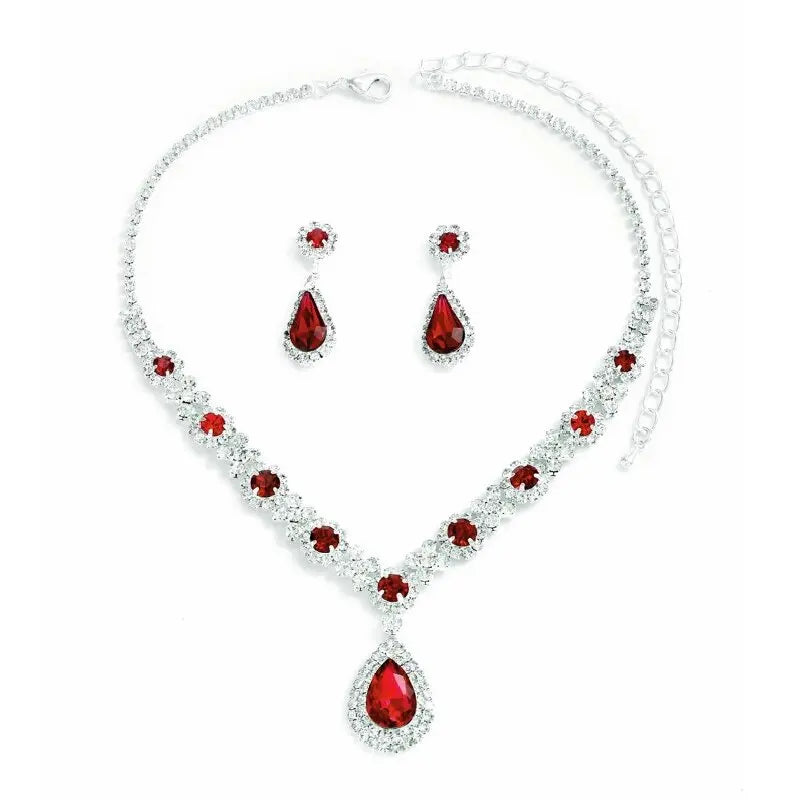3 pieces of women's crystal droplet necklace with earrings set for wedding evening dress accessories TAVEN System LLC