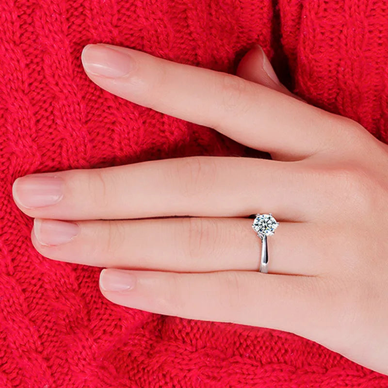 Fine Wedding Rings for Men Women Gift S925 Sterling Silver Color Austrian Crystal Engagement Proposal Ring Jewelry Bague Femme - TAVEN System LLC