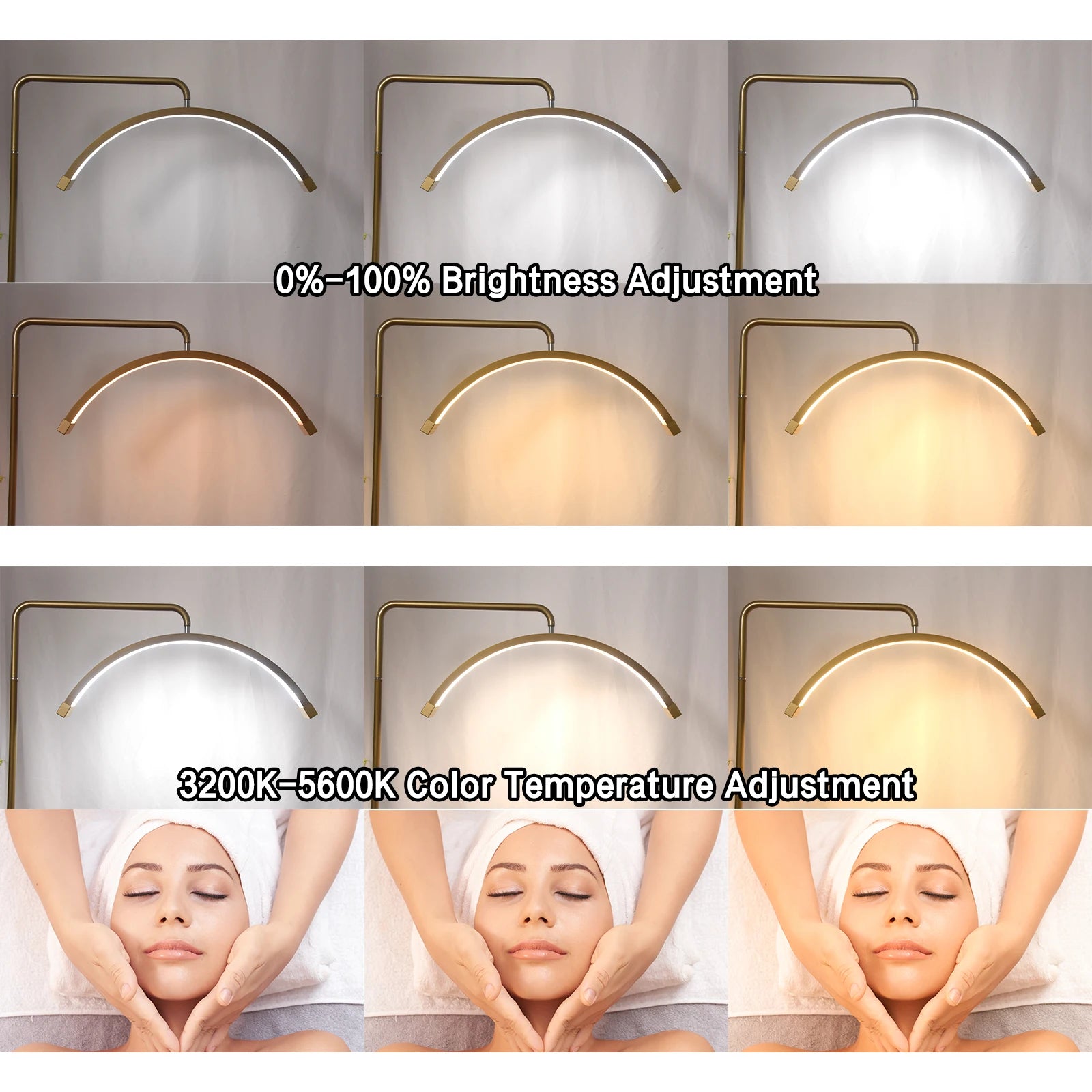 Fusitu Oversea Warehouse LED Half-Moon Shaped Light LED Lash Light With Floor Tripod Floor Video Light For Beauty Salon Makeup TAVEN System LLC