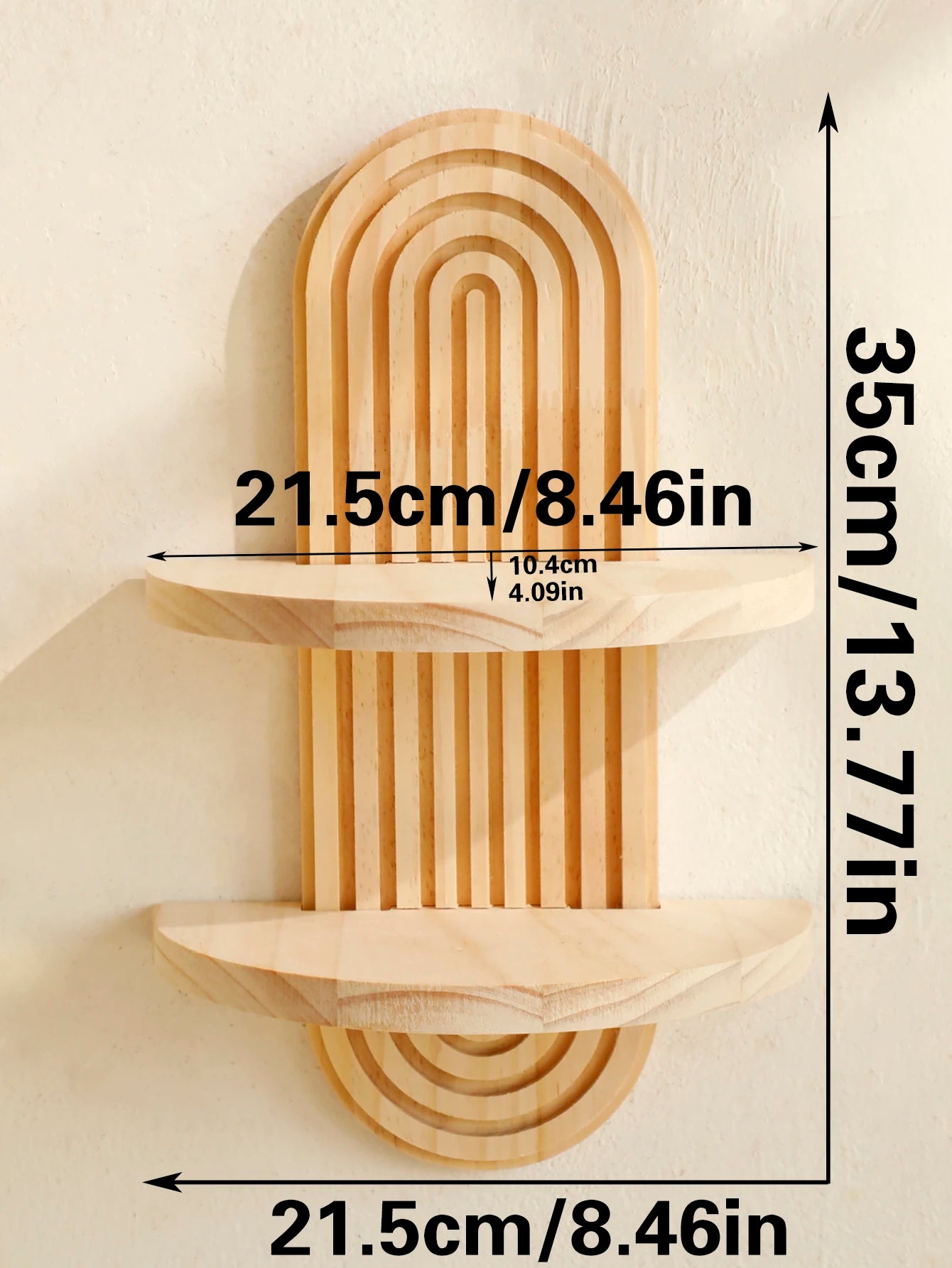 1Pc Boho Style Wooden Wall Shelves - Geometric Wall Mounted Shelves, Natural Wood Finish, Modern Home Decor, Plant Decorative TAVEN System LLC