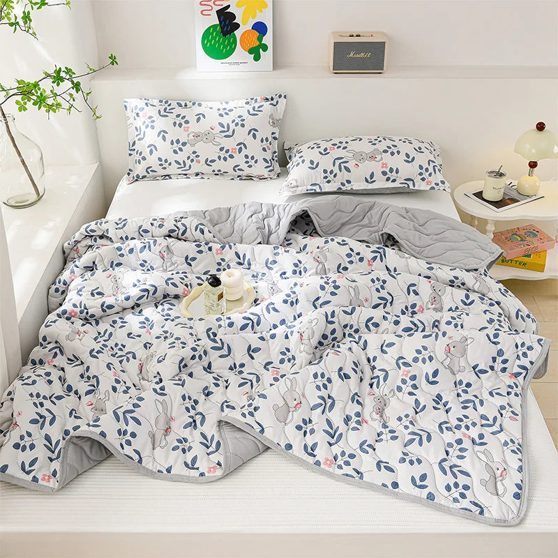 Breathable Quilted Summer Blanket Cooling Skin-friendly Comforter Soft Lightweight Quilt Well-vetilated Single Double  Duvet Set TAVEN System LLC