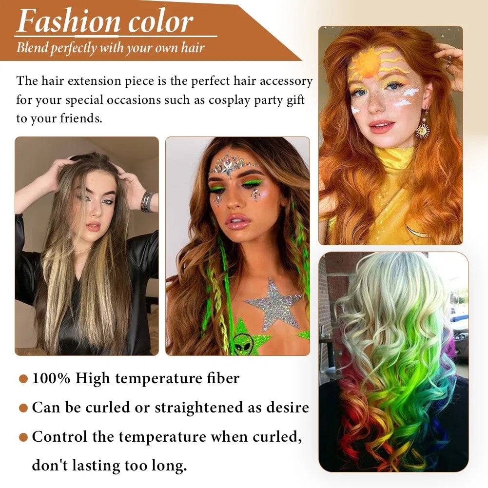 Color: T1/35, Stretched Length: 22inches, Ships From: CHINA - Synthetic 10 Pcs Straight Hair Extensions Clip in Hairpieces 22 Inch Hightlight Colorful Hair for Women Party Cosplay Gifts Taven