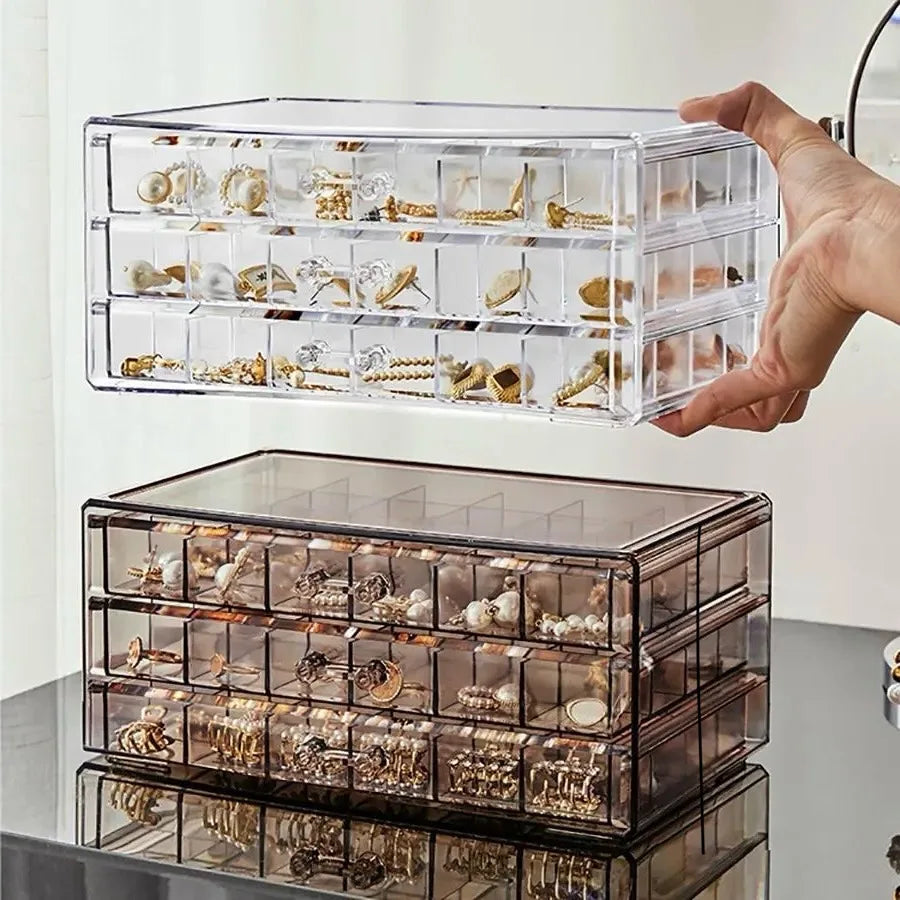 5-Drawer Clear Acrylic Jewelry Organizer, 120-Grid Transparent Storage Box for Earrings, Rings, Studs, Beads and Small Accessories, Vanity Dresser Display Case TAVEN System LLC