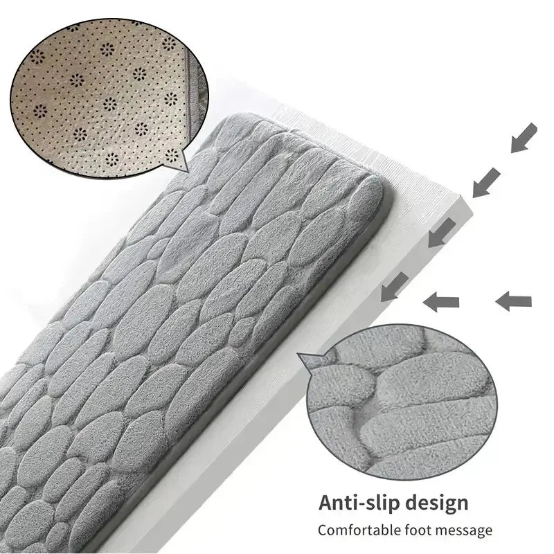 Embossed Microfiber Pebble Floor Mat Anti Slip Bathroom Carpet TAVEN System LLC