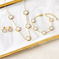 3Pcs 18k Gold-Plated Five-Leaf Flower Necklace Earrings Bracelet Jewelry Set for Woman Fashion Party Jewelry Daily Wear Clover TAVEN System LLC
