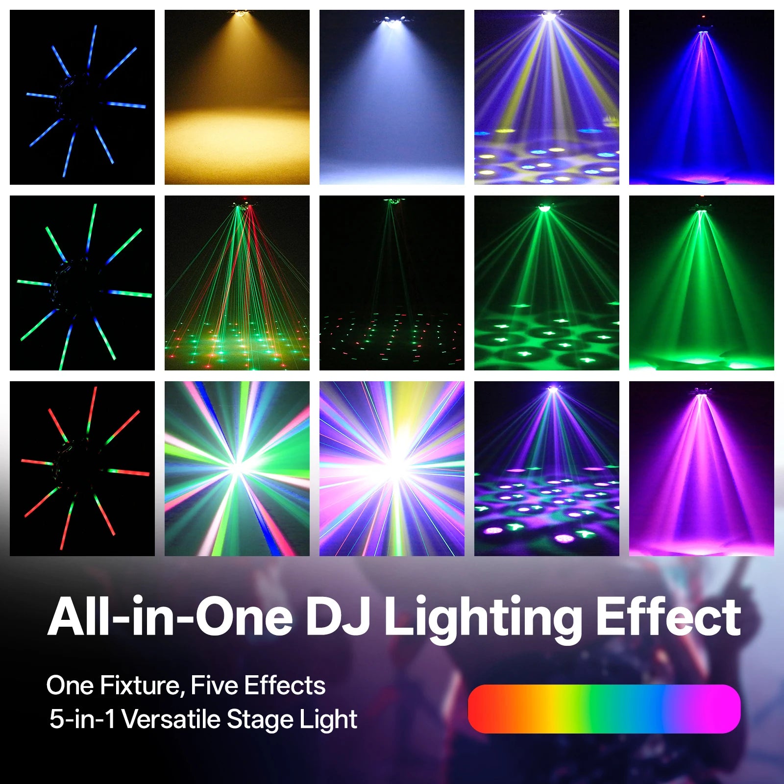 U'King 150W RGBW 8-Armed Moving Head Light Auto Speed Magic Ball Stage Light DMX512 DJ Light For Wedding Party KTV Home Theater TAVEN System LLC