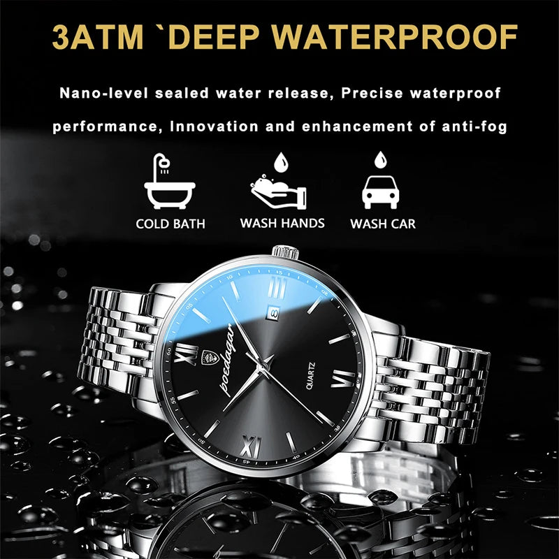 POEDAGAR Luxury Sports Men's Wristwatch Stainless Steel Waterproof Date Man Watch High Quality Casual Fashion Quartz Men Watches - TAVEN System LLC