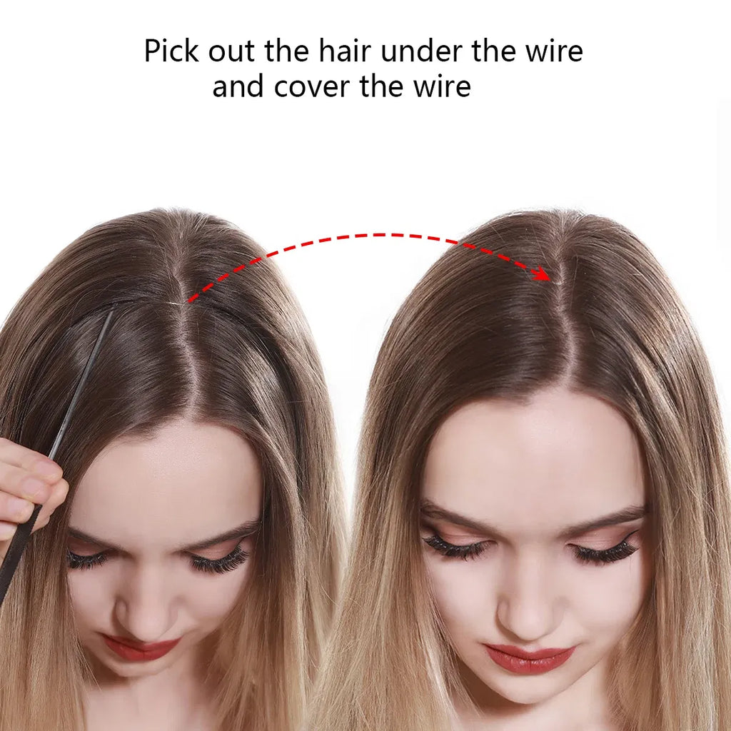 Color: #6, Stretched Length: 14inches - Synthetic No Clip Wave Hair Extensions Ombre Natural Black Blonde Pink One Piece False Hairpiece Fish Line Fake Hair Piece Taven