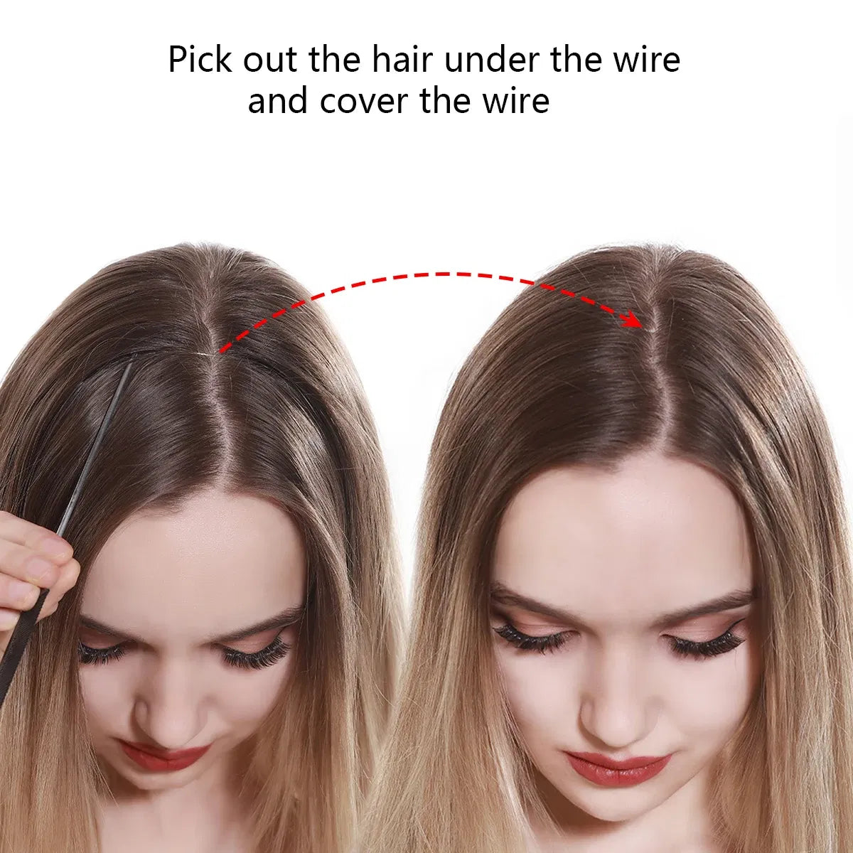 Color: #6, Stretched Length: 14inches - Synthetic No Clip Wave Hair Extensions Ombre Natural Black Blonde Pink One Piece False Hairpiece Fish Line Fake Hair Piece Taven