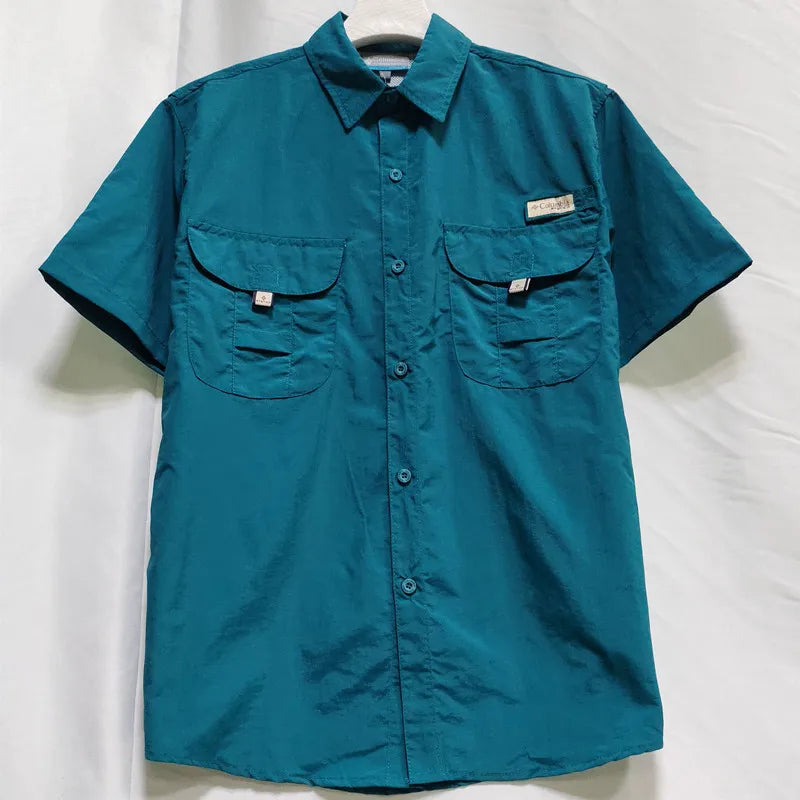 Men Short Sleeve Cargo Nylon Fishing Work Casual Shirt TAVEN System LLC
