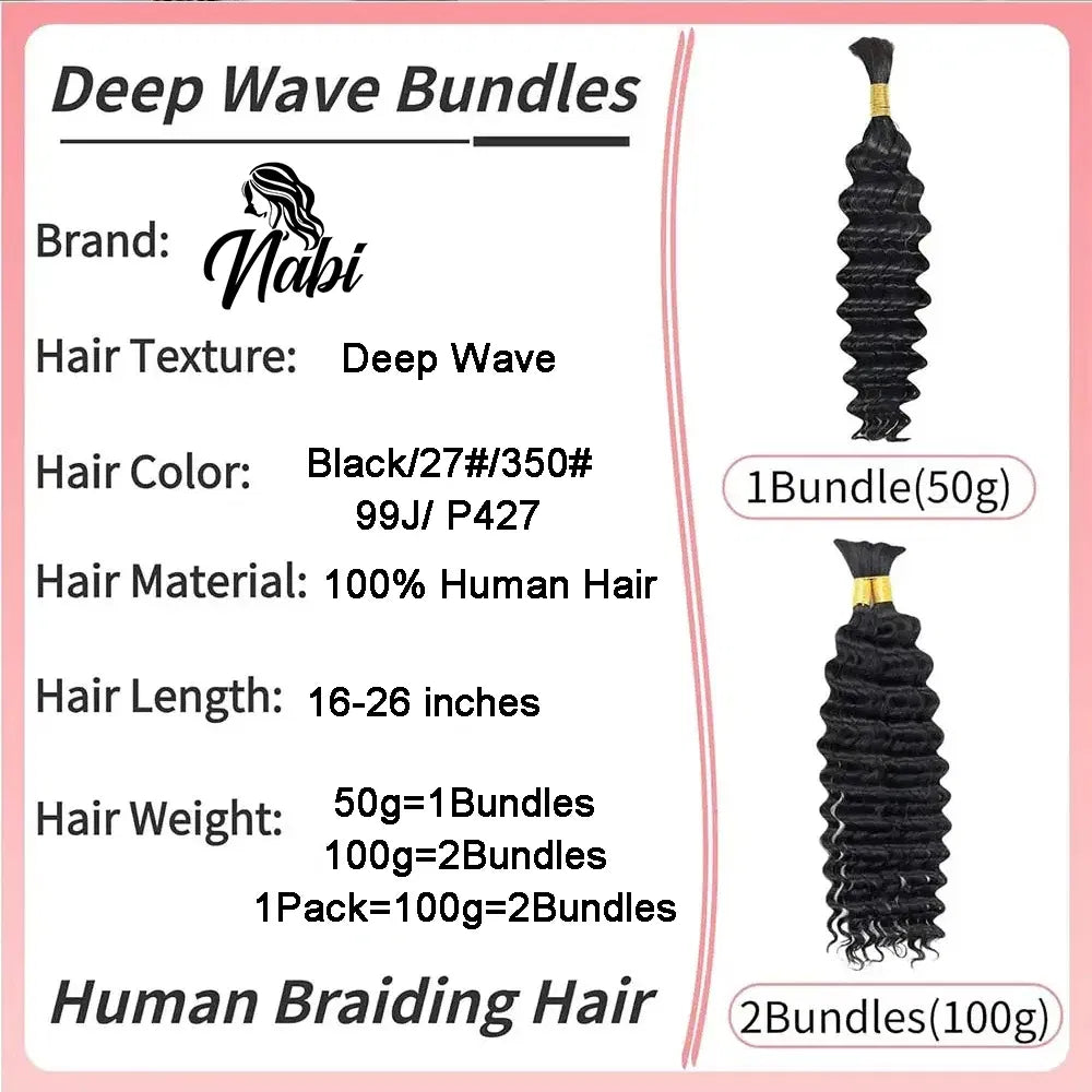 Color: NC/4HL, Material Grade: virgin hair, Longest Hair Proportion: 30%-55%, Stretched Length: 24inches, Bulk Buy: 6pcs/lot - NABI Deep Wave Boho Braiding Hair Bulk 16inches  No Weft  Human Hair Extension Curly Hair Bundles for Boho Braids Taven