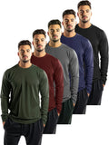 5-piece men's solid color round neck long sleeved T-shirt, versatile design, comfortable and fashionable TAVEN System LLC