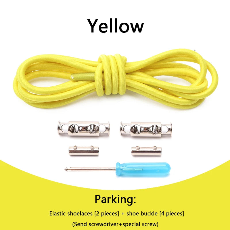 1 Pair No tie Shoelaces For Sneakers Elastic Shoelace Metal Spring Lock Man And Woman Shoe Accessories Lazy Shoe Laces 100cm TAVEN System LLC