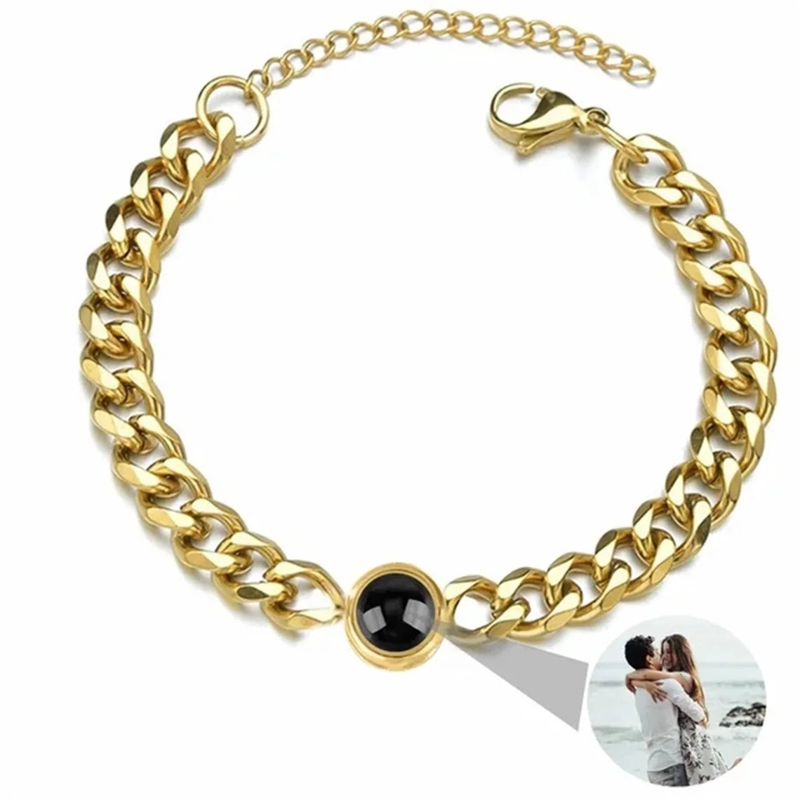 Custom Bracelet With Picture Inside Personalized Stainless Photo Projection Box Chain Bracelet Anniversary Memorial Jewelry Gift TAVEN System LLC