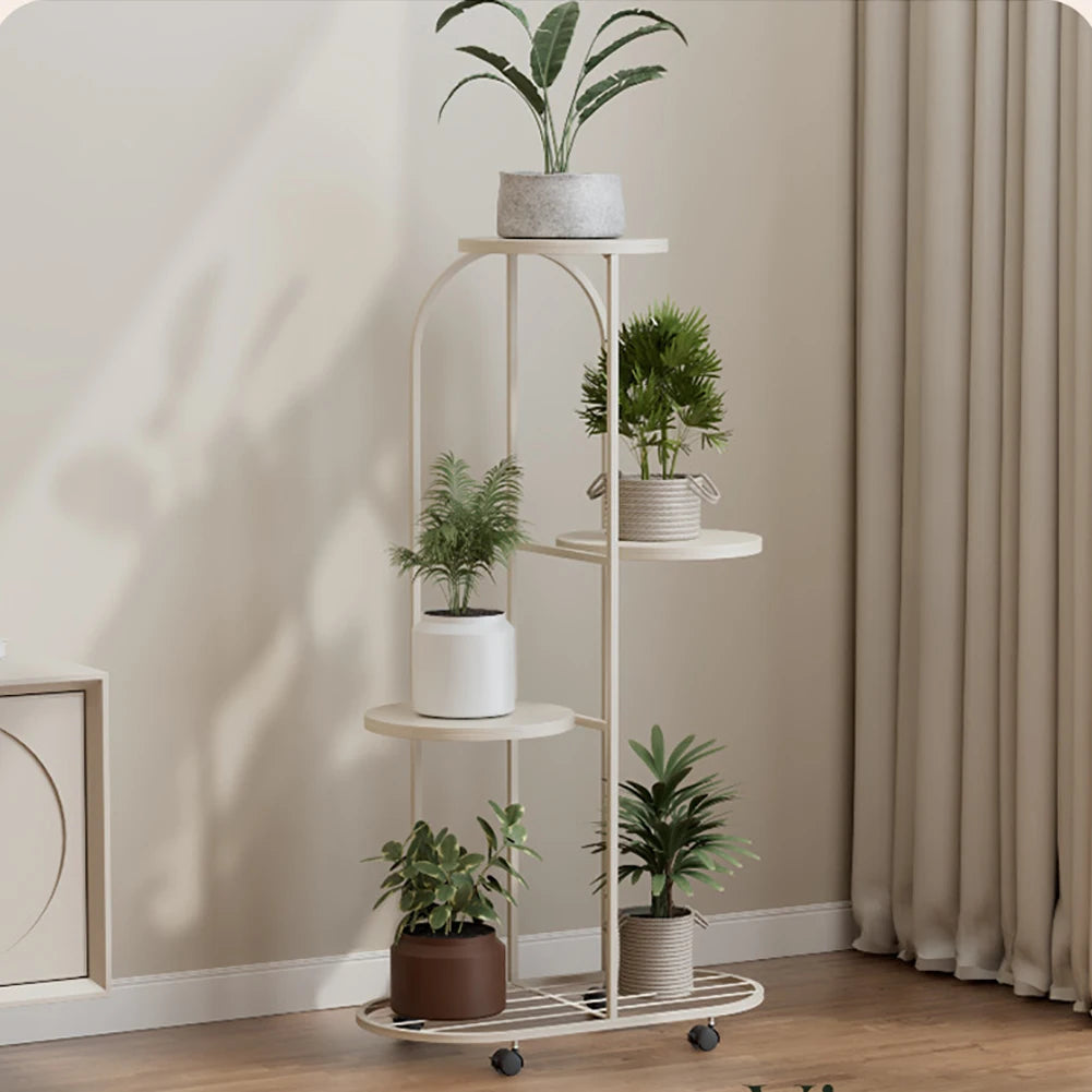Metal plant stand with wheels for indoor outdoor plants