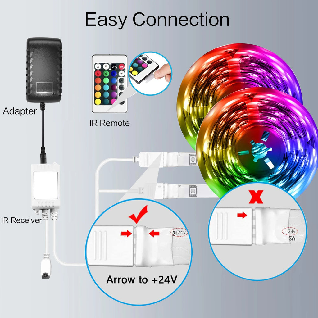 100FT Bluetooth LED Strip Lights, RGB Color Changing Led Strip Lighting with 24-Key Remote and  APP Control, Music Sync Lights TAVEN System LLC