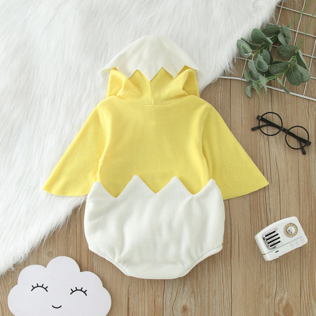 Baby Chicken Hooded Fleece Romper Cute Animal Costume Outfit