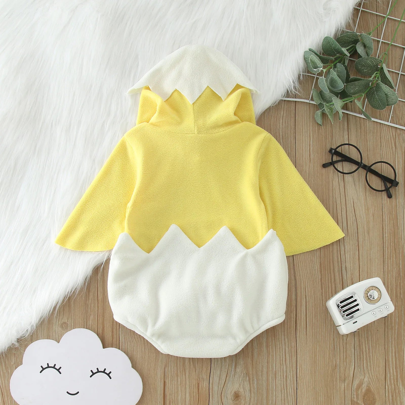 Baby Chicken Hooded Fleece Romper Cute Animal Costume Outfit