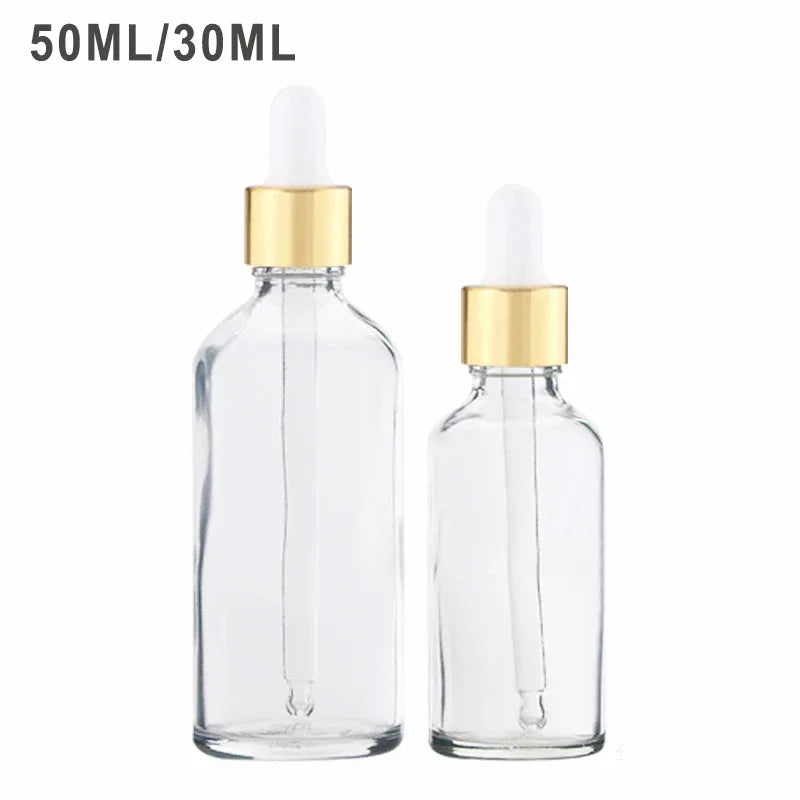 28PCS 30/50ml Gold Dropper Bottle 1oz2oz Essential Oil Glass Aromatherapy Liquid Drop for Massage Pipette Bottles Refillable TAVEN System LLC