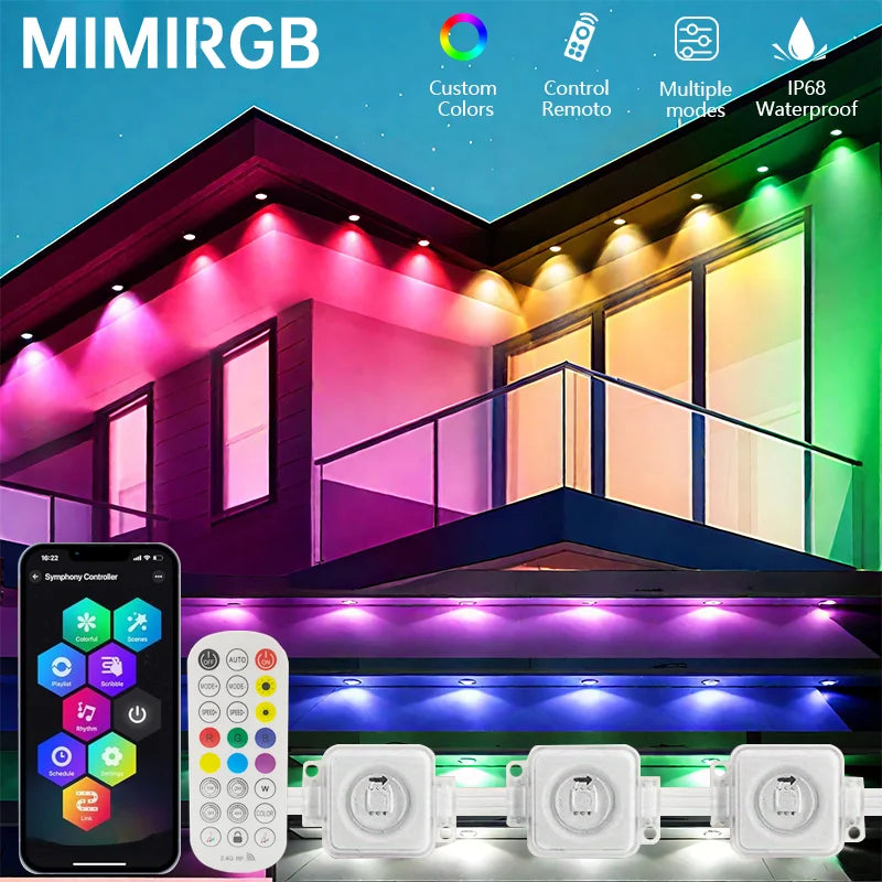 MIMIRGB Eaves Lights Permanent Outdoor LED Light String Strip APP Smart DlY Auto Scene Lighting Effects Christmas Holidays Decor TAVEN System LLC