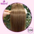 Color: #8, Length: 10inches - SOVO Clip In Hair Extensions Human Hair 3 Pieces Bone Straight Clip Ins Hair Extension 60-90G Real Natural European Hair 12-26" Taven