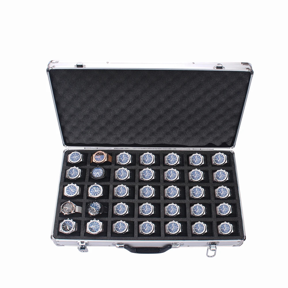 35 Slots High-Quality Watch Storage Box Aluminum Suitcase Case Jewelry Collection Box Portable Large Capacity Watch Box Gift Box TAVEN System LLC